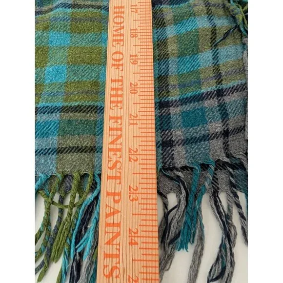 J Jill Plaid Fringe Skirt Womens Petite Size 12 Green Wool Blend Lined Faux Wrap - Picture 10 of 10